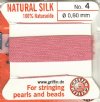 2 Meters of #4 Dark Pink Griffin Silk Cord with Fixed Needle